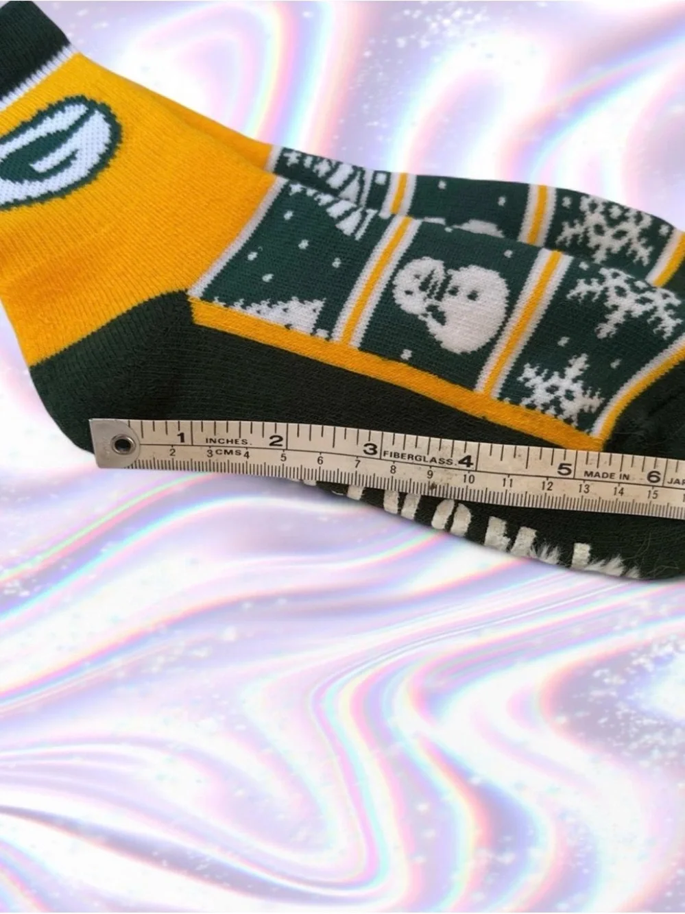 Green & Gold Team Logo Holiday Socks - Men